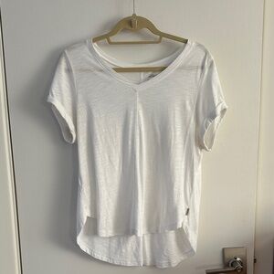 White Eddie Bauer Gate Check Tee.